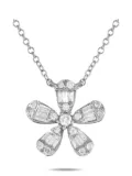 LB Exclusive 14K white gold Flower diamond necklace - Silver