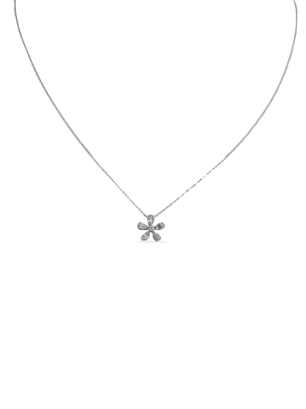 14K white gold Flower diamond necklace
