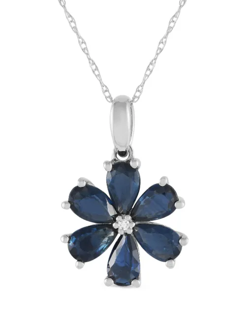 Collier Flower en or blanc 14ct serti de saphir et de diamant - LB Exclusive - Modalova