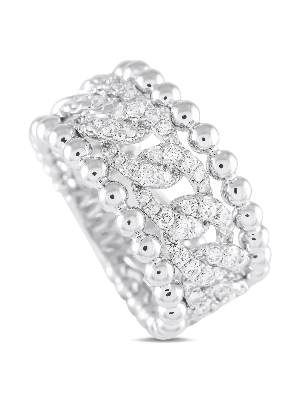 18K white gold Beaded Openwork diamond ring