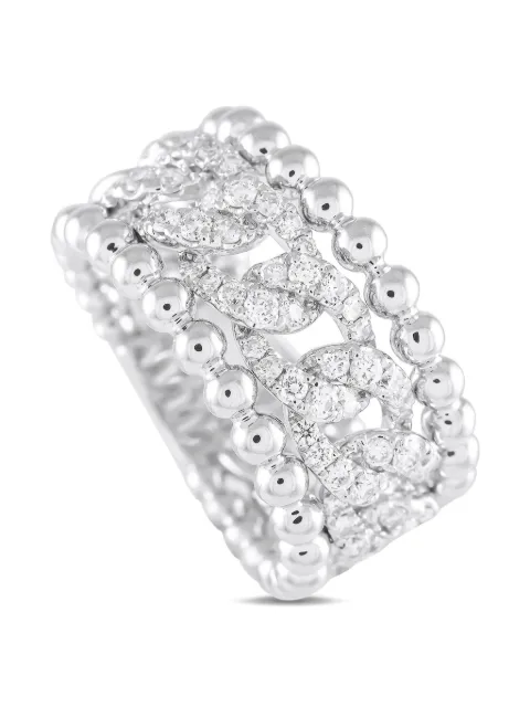 LB Exclusive 18K white gold Beaded Openwork diamond ring