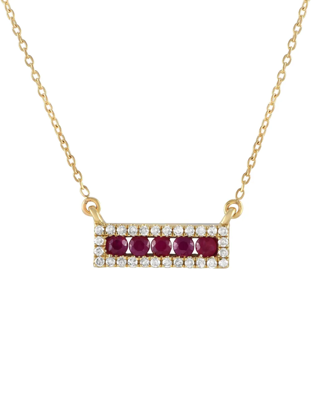 LB Exclusive 14K yellow gold ruby and diamond necklace | Yellow | Image 1