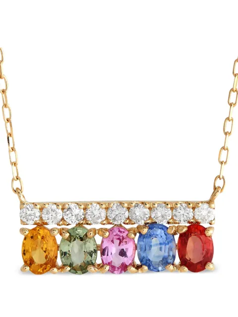 LB Exclusive 18kt yellow gold diamond and sapphire pendant necklace