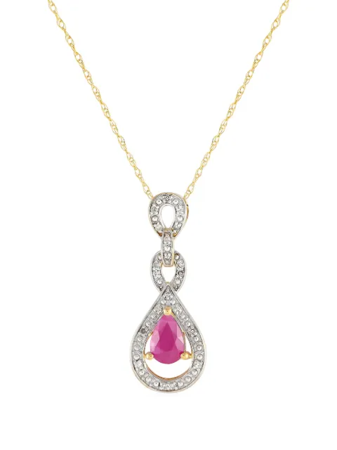 LB Exclusive 14kt yellow gold diamond and ruby pendant necklace