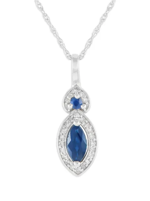 LB Exclusive 14K white gold diamond and sapphire necklace
