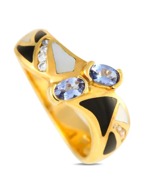 LB Exclusive 14K yellow gold diamond and tanzanite ring