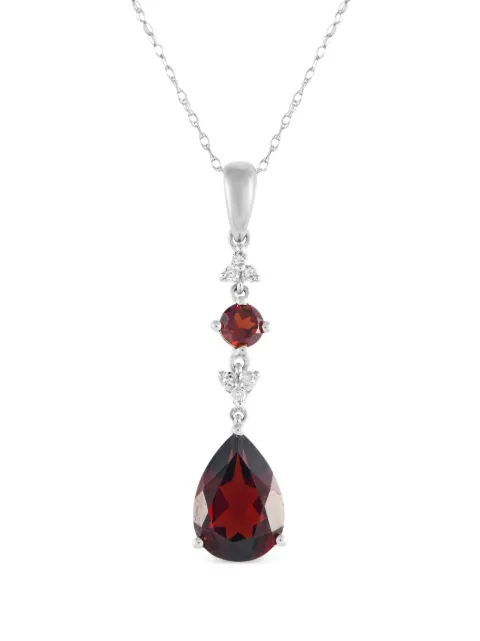 LB Exclusive 14kt white gold diamond and garnet pendant necklace