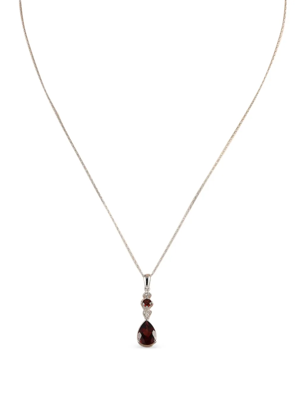LB Exclusive 14kt white gold diamond and garnet pendant necklace | Image 2