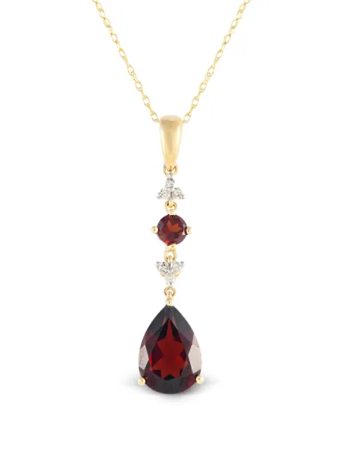 LB Exclusive 14K yellow gold diamond and garnet necklace
