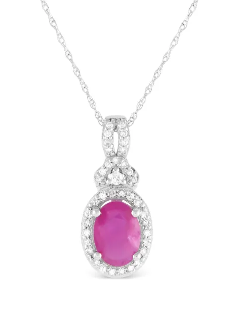 LB Exclusive 14kt white gold diamond and ruby pendant necklace