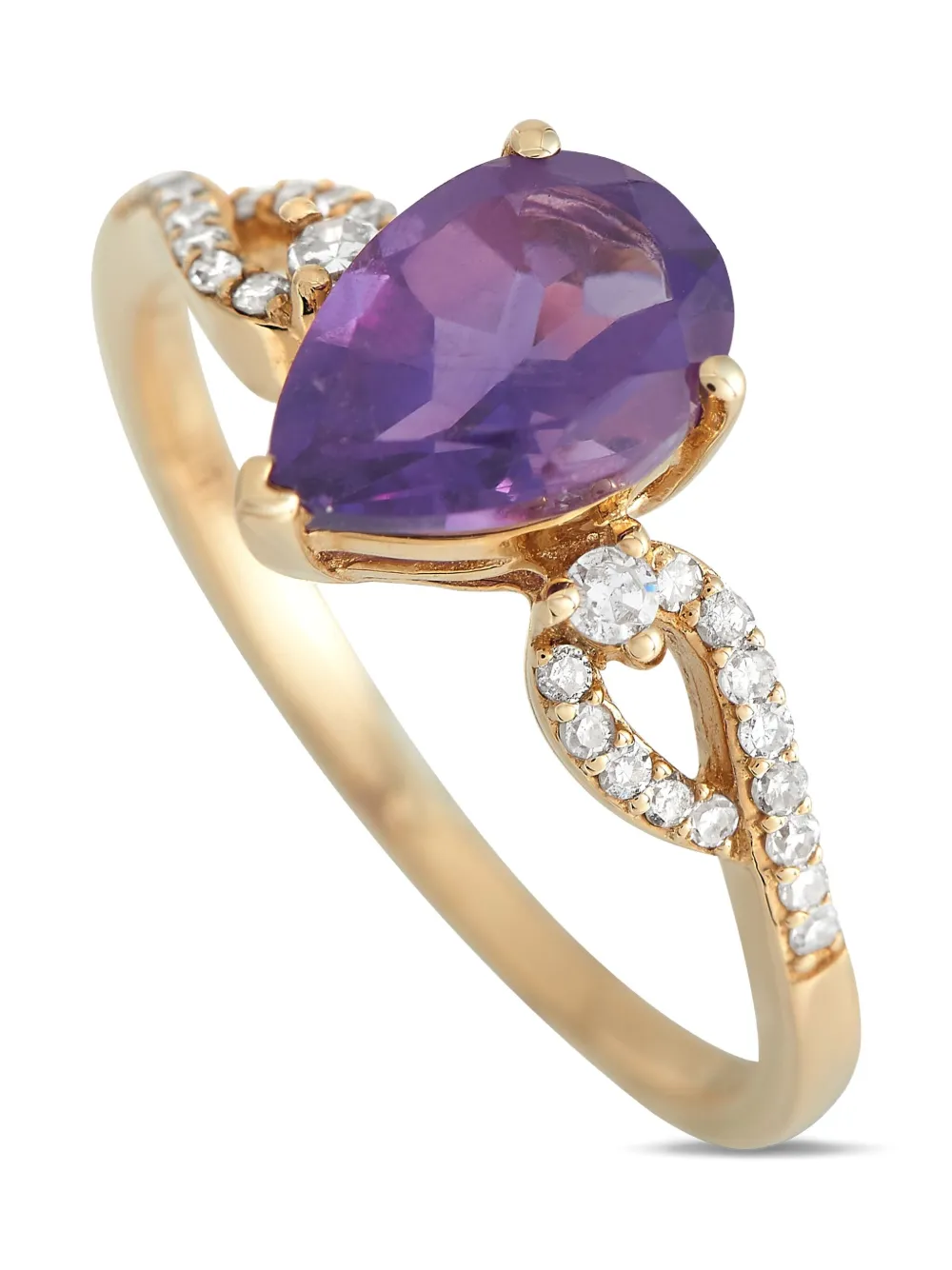 14K yellow gold diamond and amethyst ring