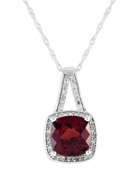 LB Exclusive 14K white gold diamond and ruby necklace