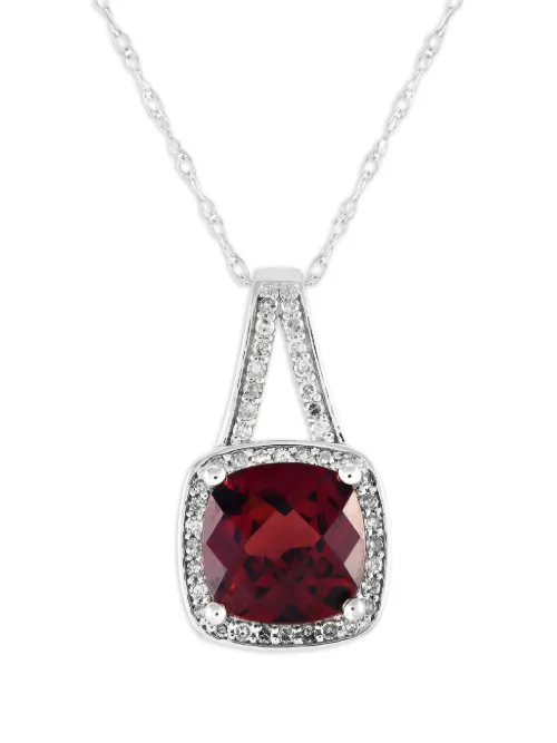 Collier en or blanc 14ct serti de rubis et de diamants - LB Exclusive - Modalova
