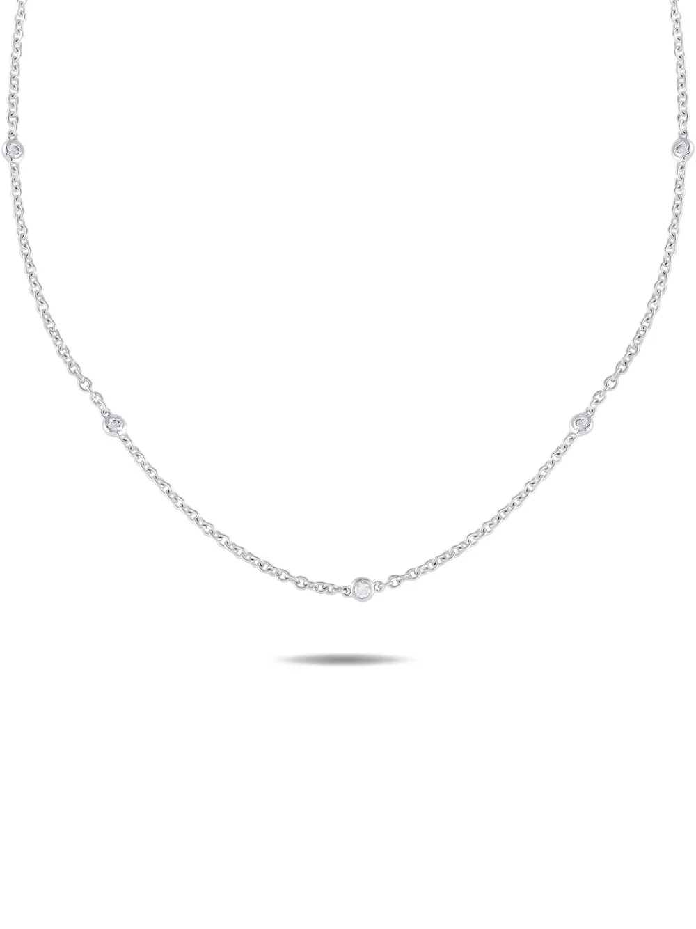 Pre-owned Lb Exclusive 18k White Gold Station Diamond Necklace In Silver
