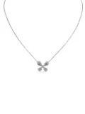 LB Exclusive 14K white gold Four Petal Flower diamond necklace - Silver