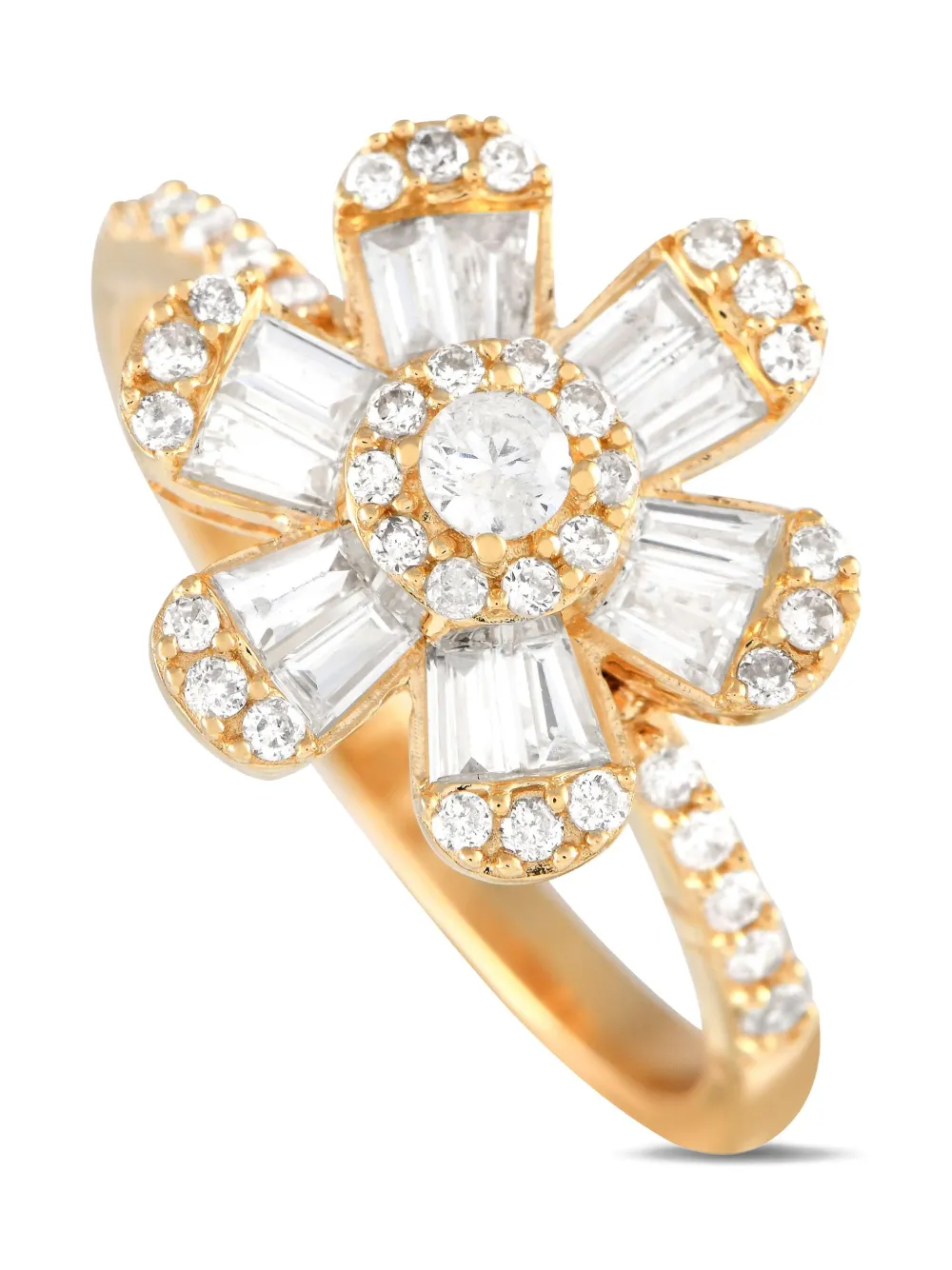14K yellow gold Flower diamond ring