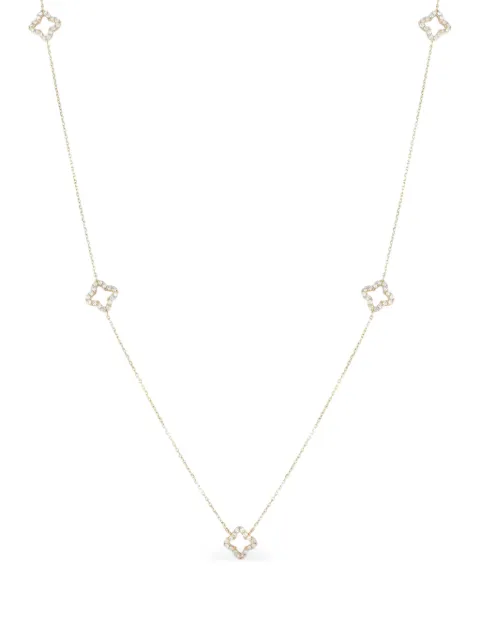 LB Exclusive 14K yellow gold Quatrefoil Station diamond necklace