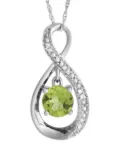LB Exclusive 14kt white gold diamond and peridot pendant necklace - Silver