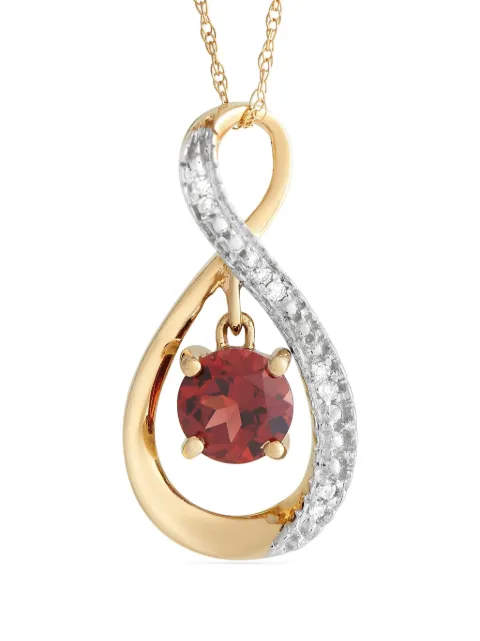 LB Exclusive 14K yellow gold garnet and diamond necklace