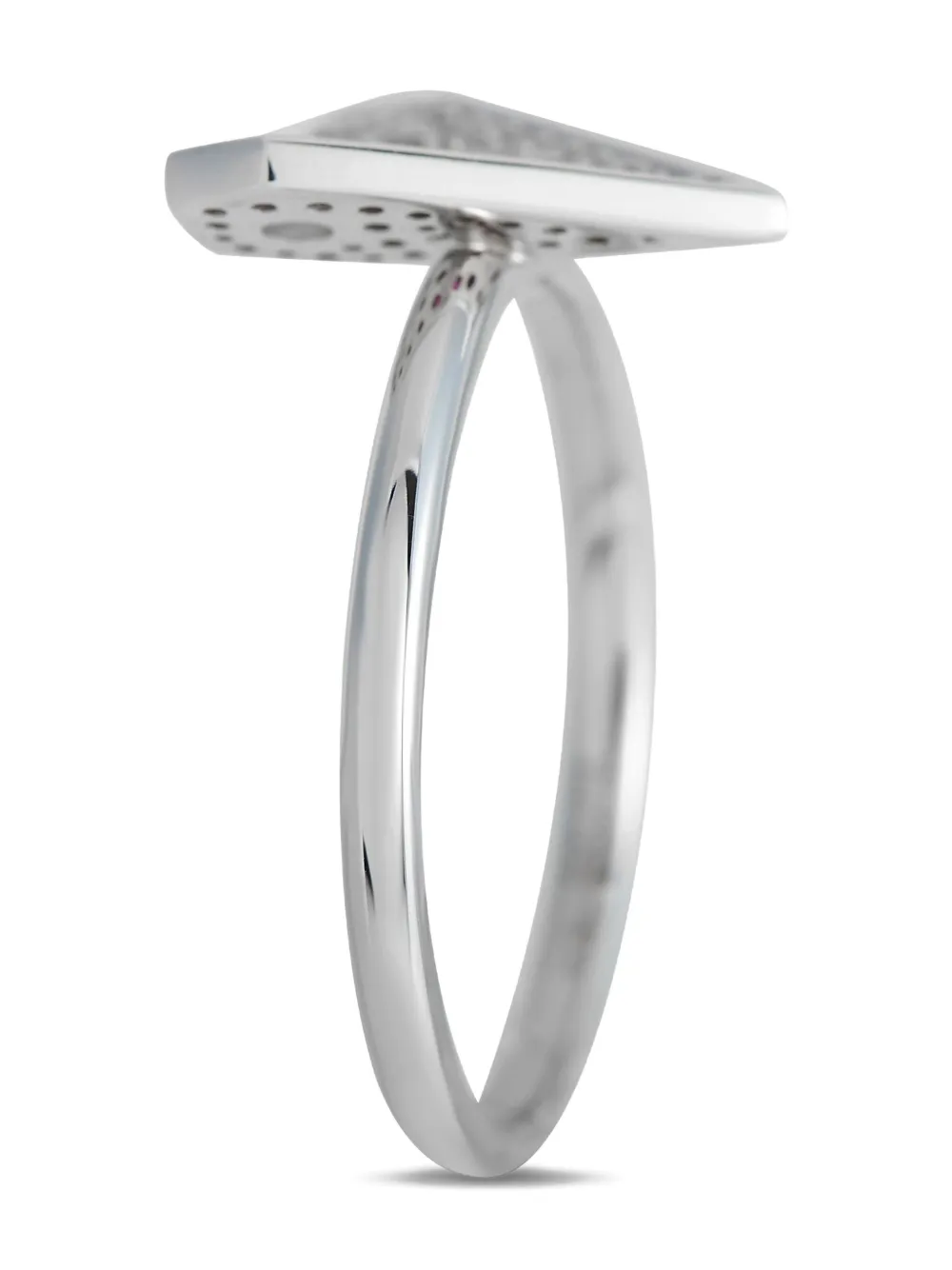 Pre-owned Lb Exclusive 14k White Gold Heart Diamond And Ruby Ring In Silver