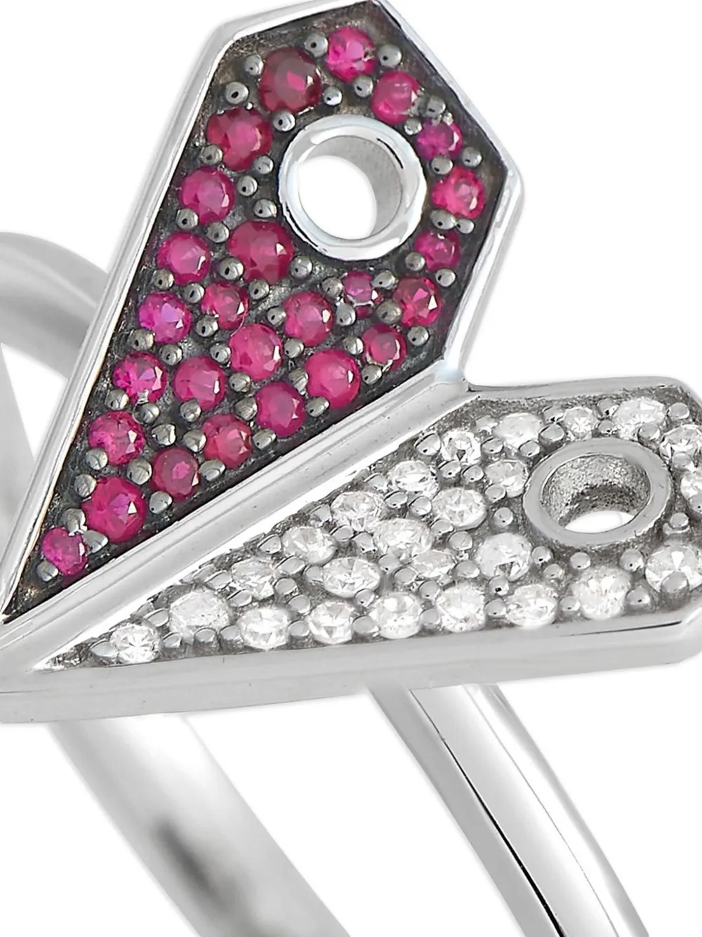 LB Exclusive 14K white gold Heart diamond and ruby ring | Image 2