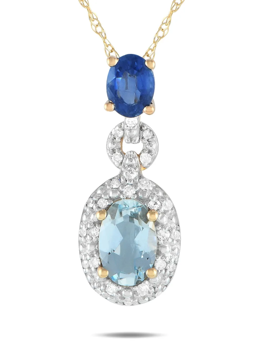 Pre-owned Lb Exclusive 14kt Yellow Gold Aquamarine Necklace