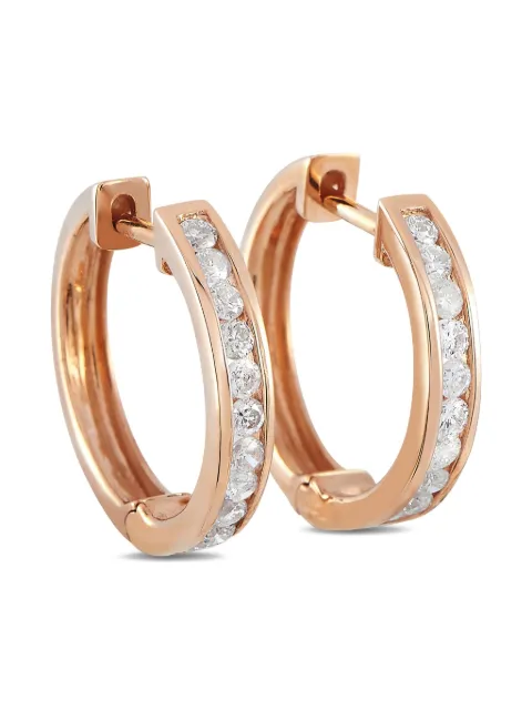 LB Exclusive 14K rose gold diamond hoop earrings