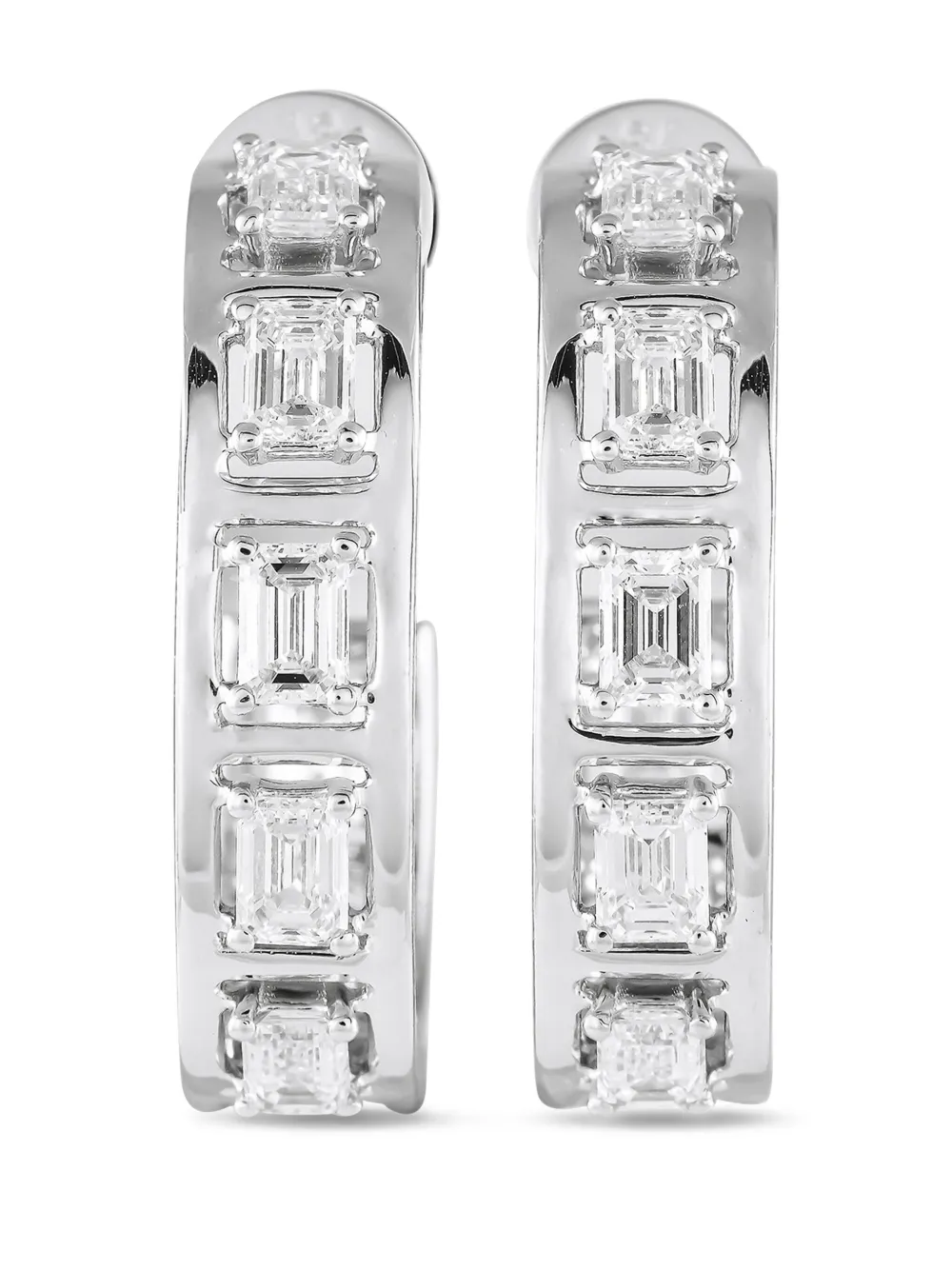18K white gold diamond hoop earrings