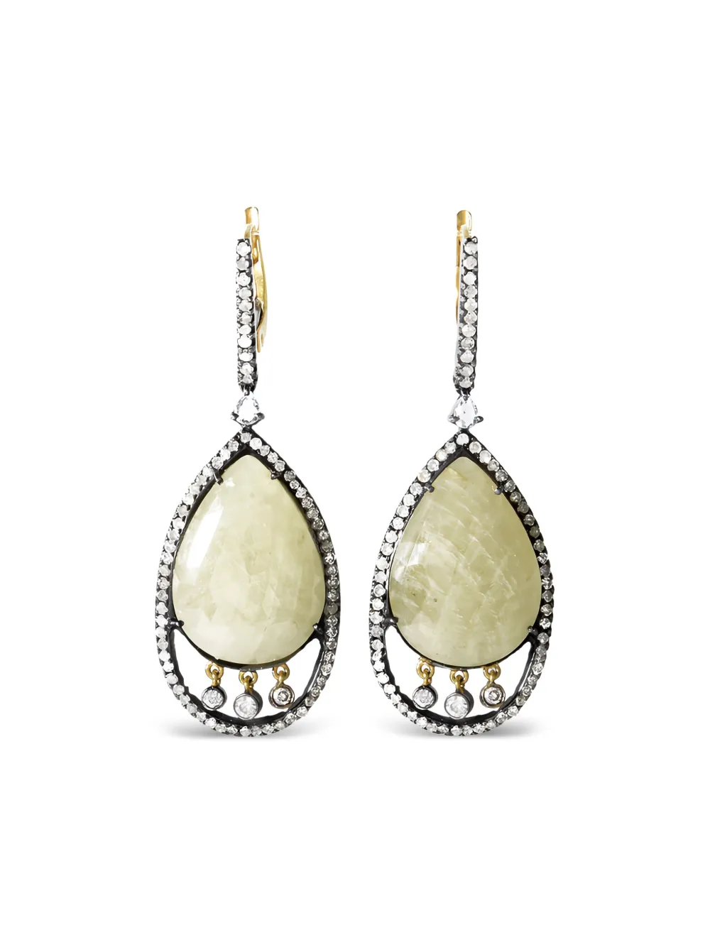 18K yellow gold diamond and sapphire earrings