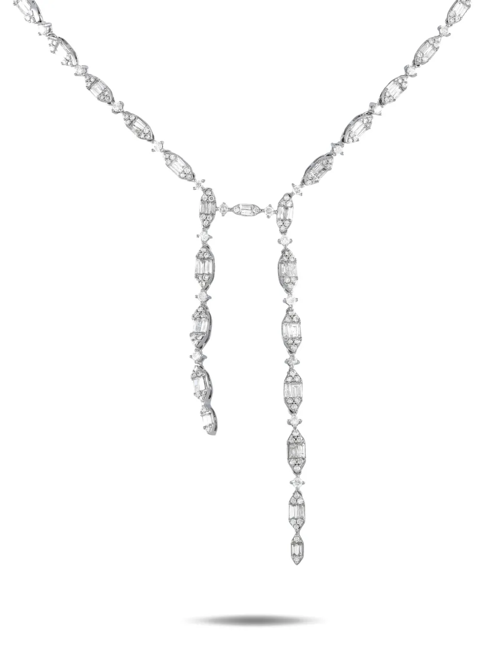 Pre-owned Lb Exclusive 14k White Gold Diamond Necklace In Silver