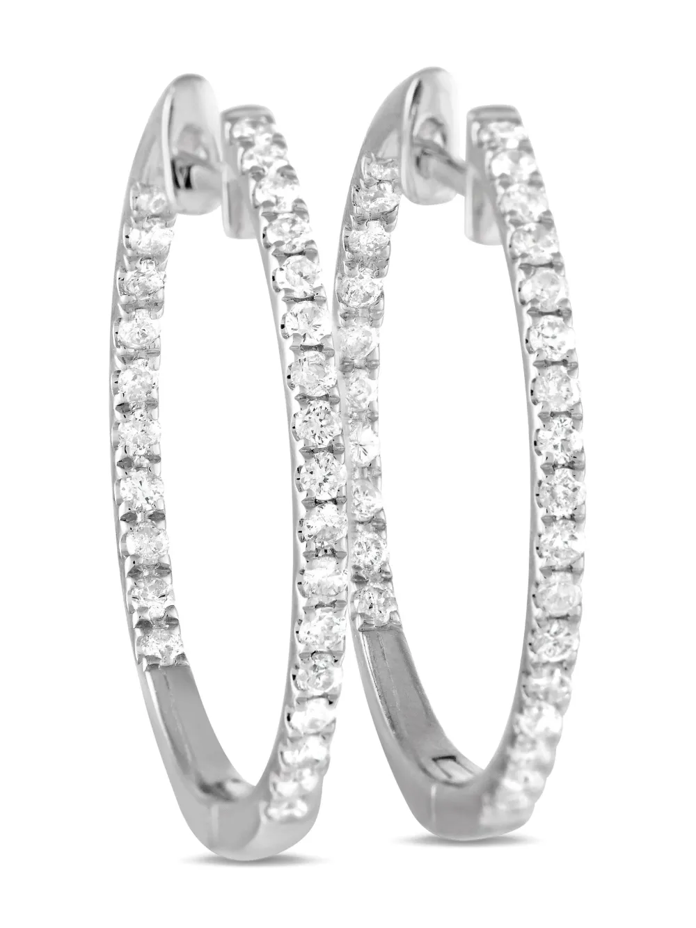 LB Exclusive Inside-Out ダイヤモンド フープピアス 14Kホワイトゴールド - シルバートーン LB Exclusive Inside-Out ダイヤモンド フープピアス 14Kホワイトゴールド - シルバートーン