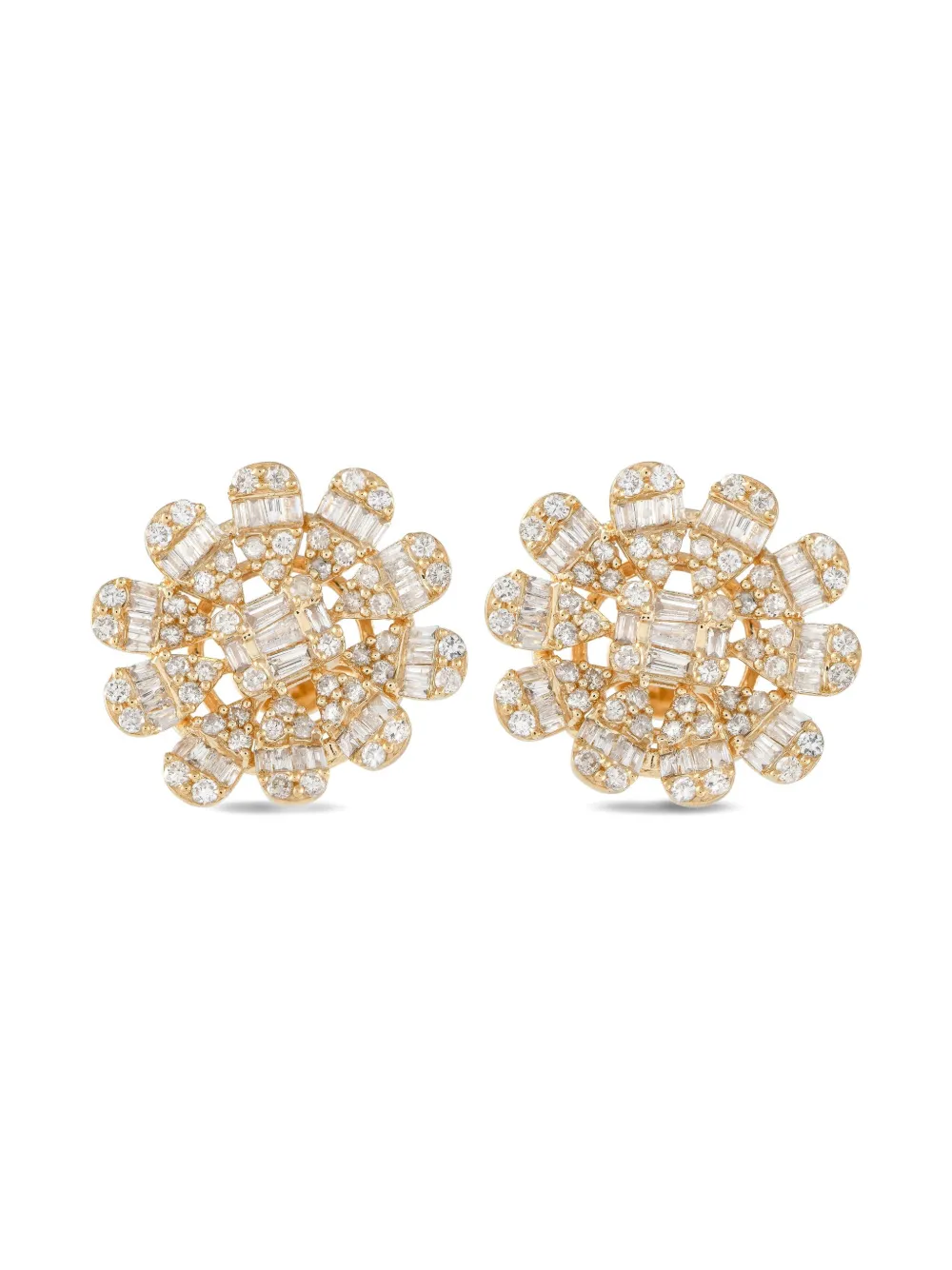 14K yellow gold Flower diamond earrings