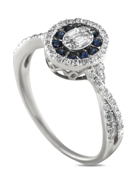 LB Exclusive 14kt witgouden ring met diamant en saffier