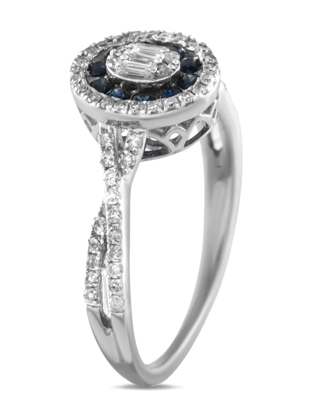 LB Exclusive 14K white gold diamond and sapphire ring | Image 2