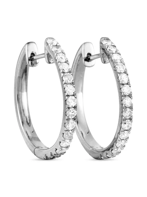 LB Exclusive 14K white gold diamond hoop earrings