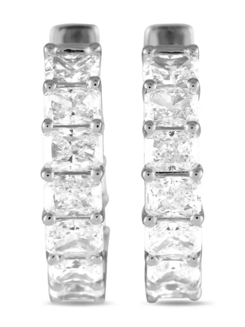 LB Exclusive 18K white gold diamonds huggie earrings