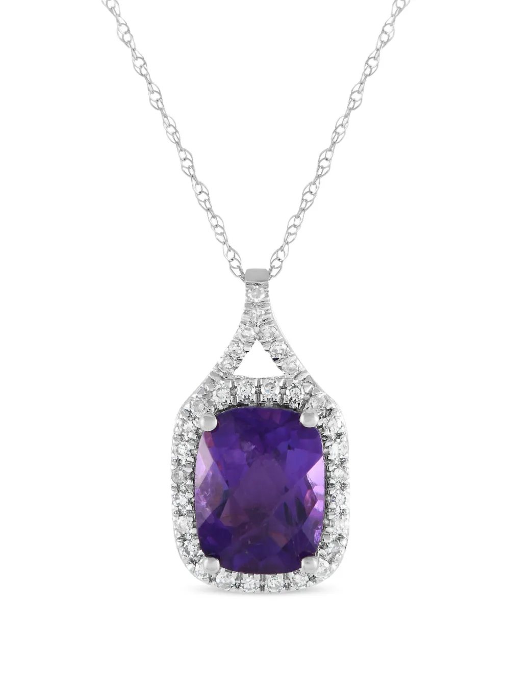 14K white gold diamonds and amethyst necklace