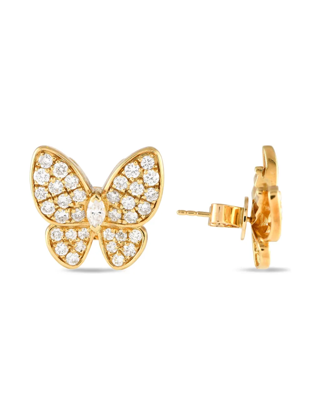 Pre-owned Lb Exclusive 18kt Yellow Gold Butterfly Diamond Earrings