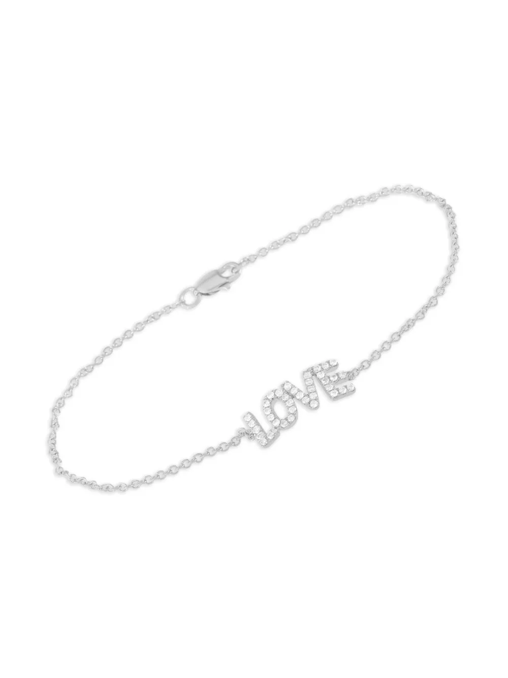 Pre-owned Lb Exclusive 14k White Gold Love Diamond Bracelet In Silver