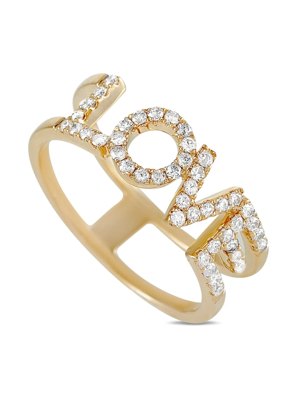 14K yellow gold Love diamond ring