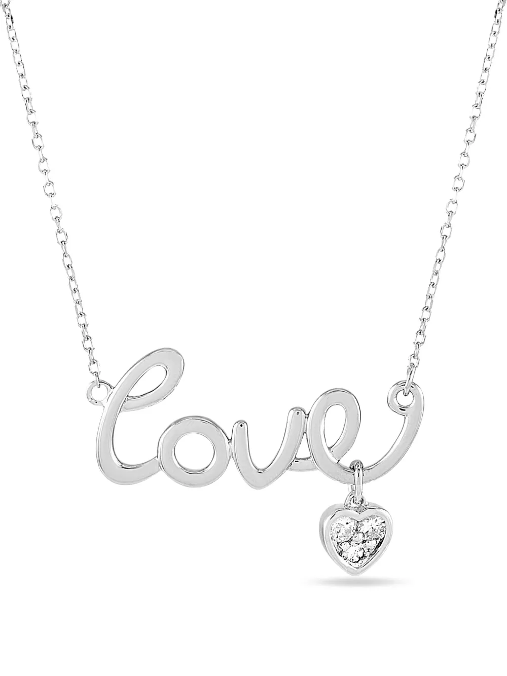 LB Exclusive Love ダイヤモンド ペンダントネックレス 14Kホワイトゴールド - シルバートーン LB Exclusive Love ダイヤモンド ペンダントネックレス 14Kホワイトゴールド - シルバートーン