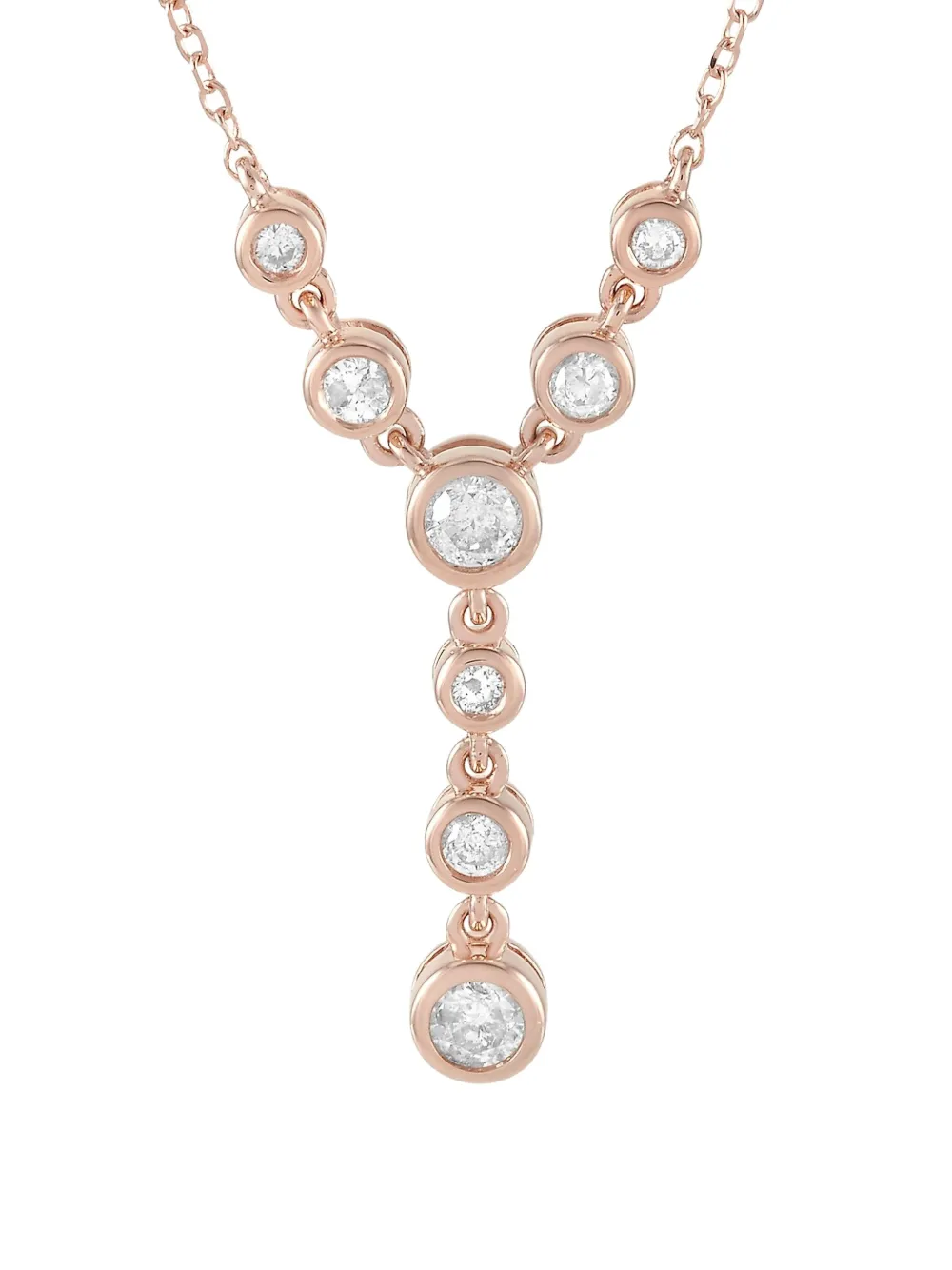 Pre-owned Lb Exclusive 14k Rose Gold Diamond Necklace In Pink