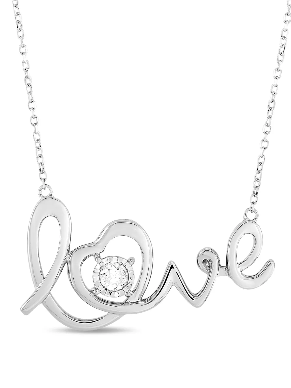 LB Exclusive 14K white gold diamond necklace | Silver | Image 1