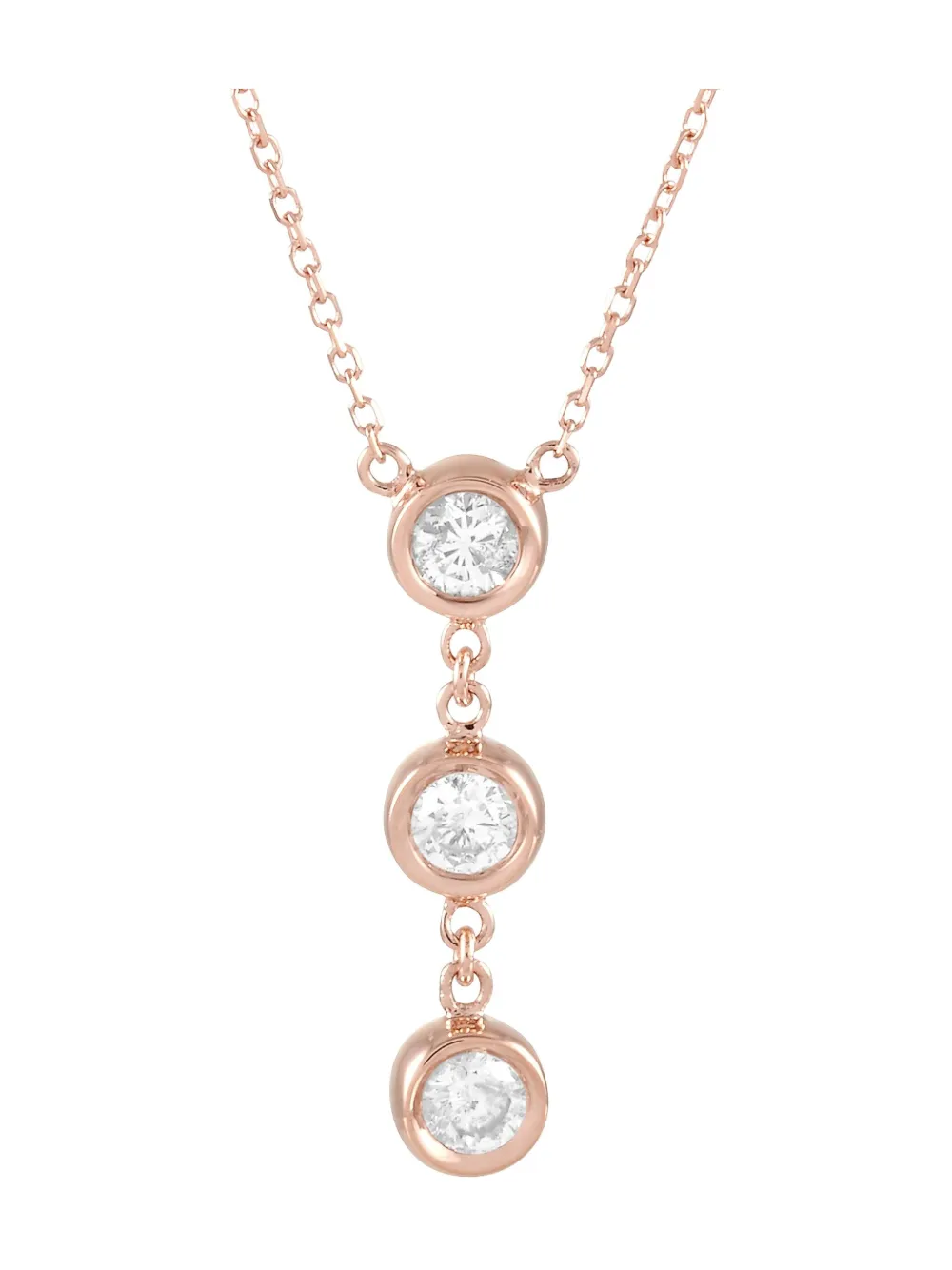 Pre-owned Lb Exclusive 14k Rose Gold Diamond Pendant Necklace In Pink