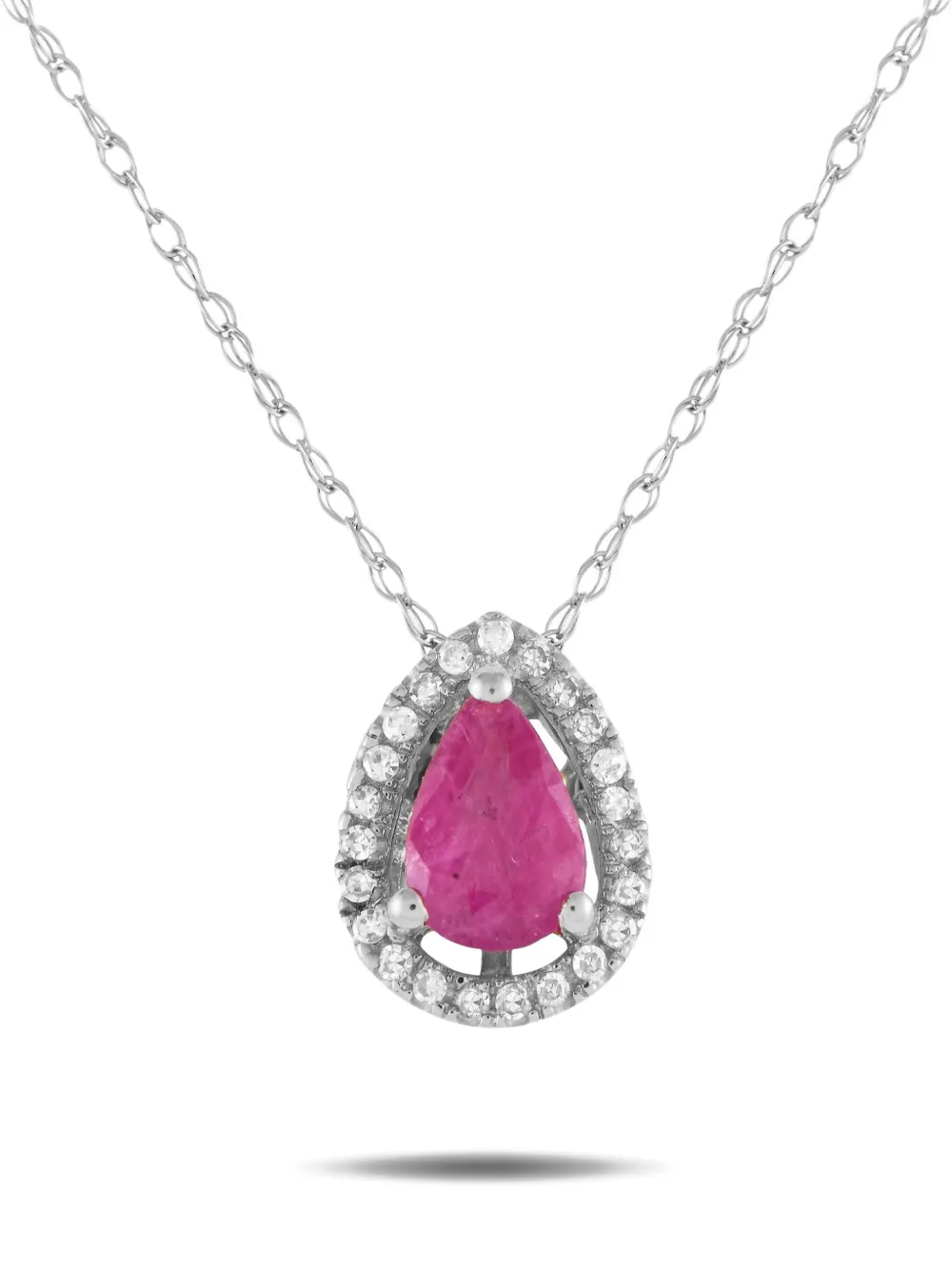 LB Exclusive 14K white gold diamond and ruby necklace | Silver | Image 1