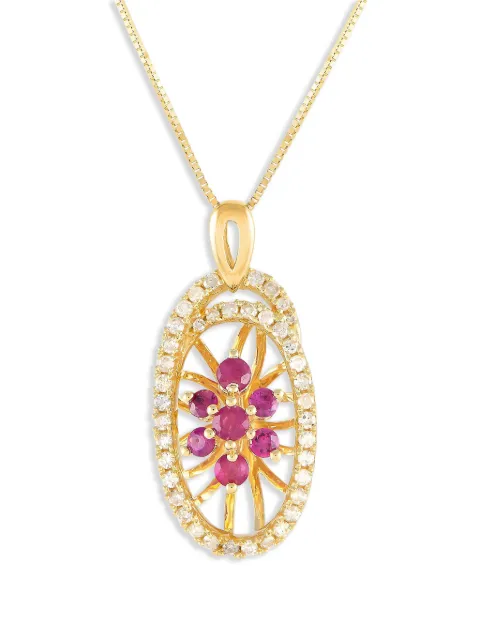 LB Exclusive collar en oro amarillo de 14kt con diamante y rubí