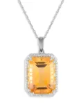 LB Exclusive 14K white gold diamond and citrine necklace - Silver