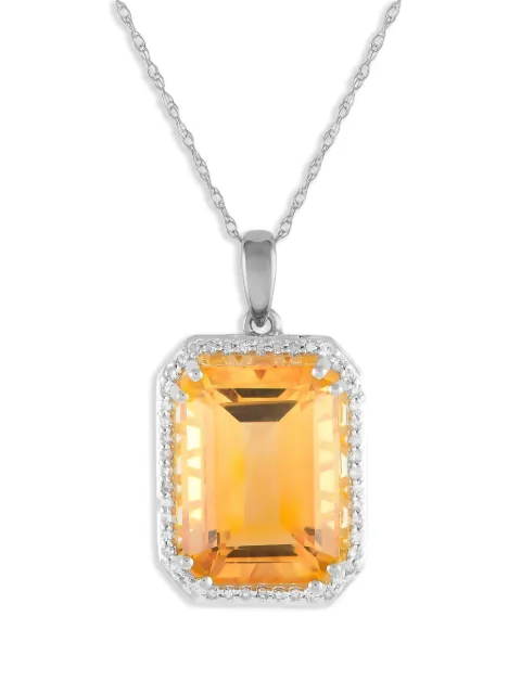LB Exclusive 14K white gold diamond and citrine necklace 