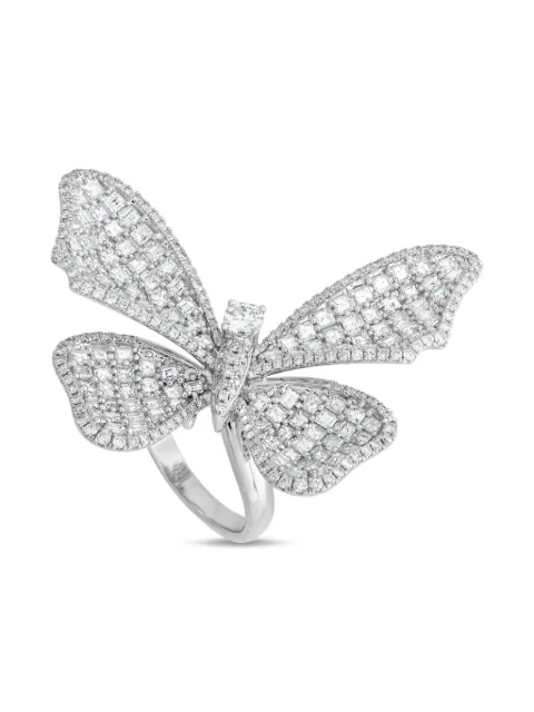 LB Exclusive pre-owned 18K white gold butterfly-motif diamond ring