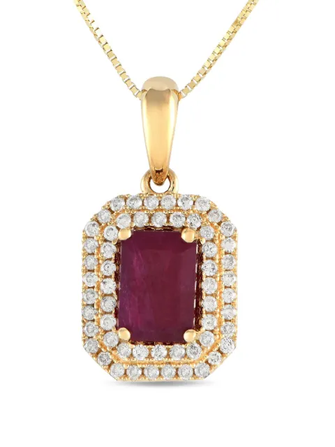 LB Exclusive collar en oro amarillo de 14kt con diamante y rubí de archivo 